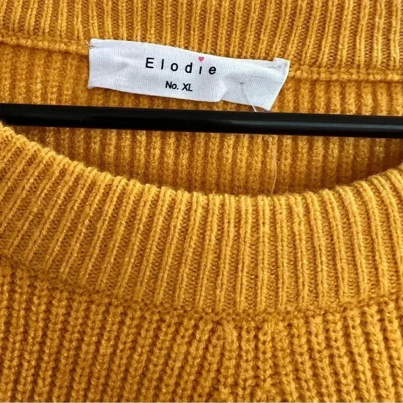Elodie women’s mustard yellow knit sweater long sleeve crew neck size xl new - Picture 5 of 11